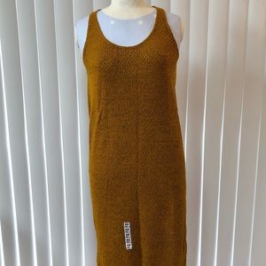 Zara Mustard Yellow Fringe Hem Midi/Maxi Dress M